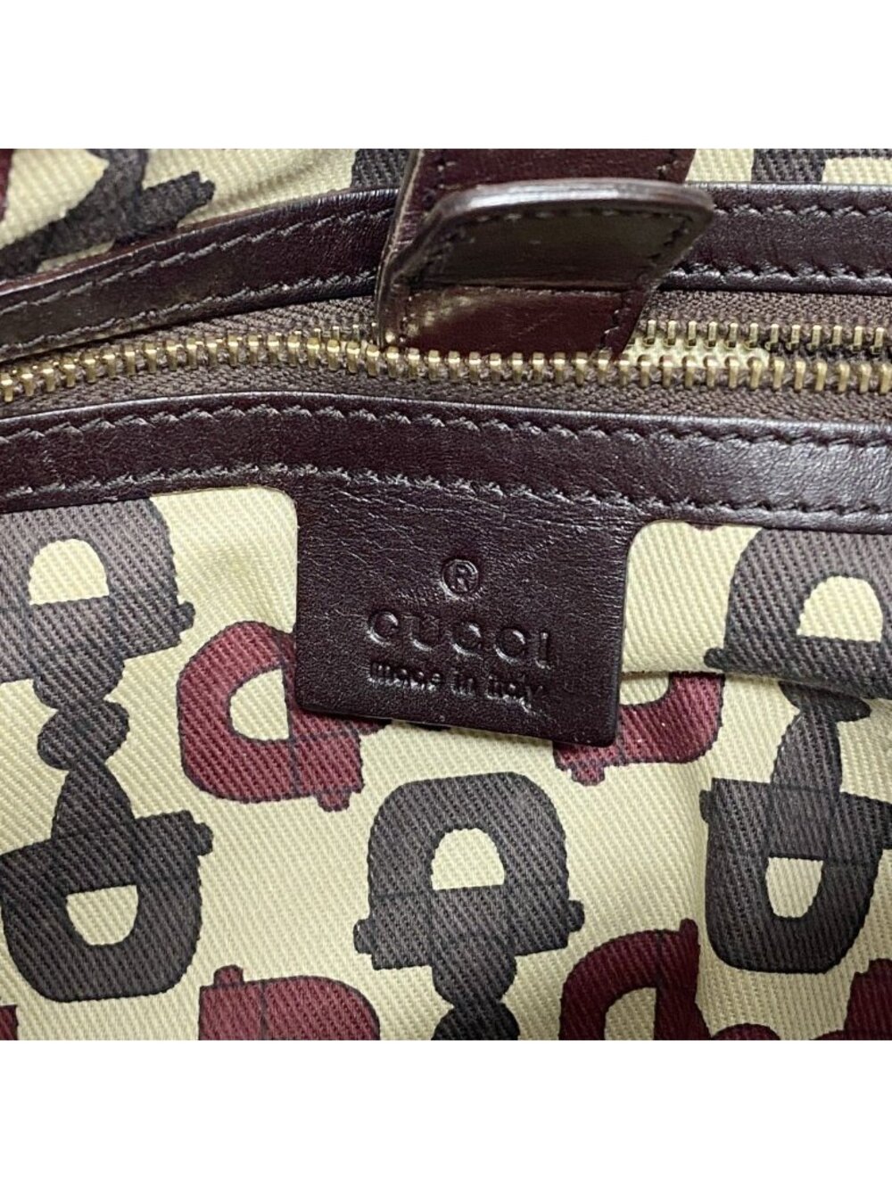 Gucci Shoulder Bag Guccissima Leather Dark Brown Chien Pants Gold - Picture 5 of 10